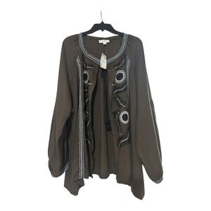 NWT Dark Olive Green Embroidered jacket